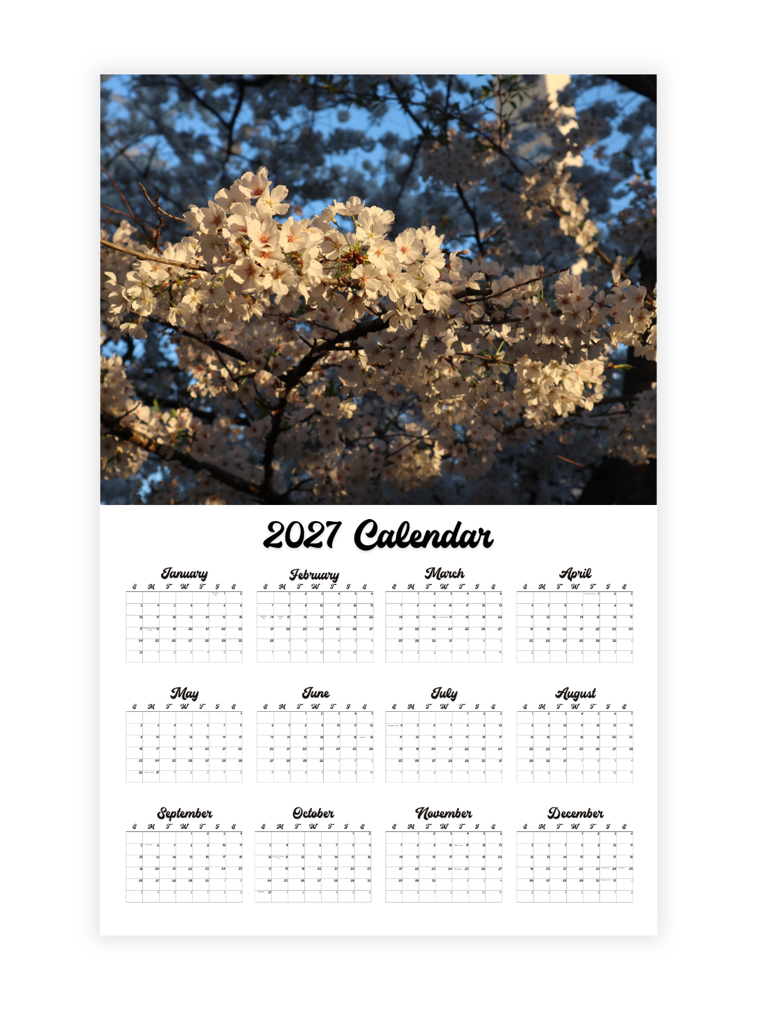 Washington D.C. Cherry Blossoms Photography 2027 Wall Calendar