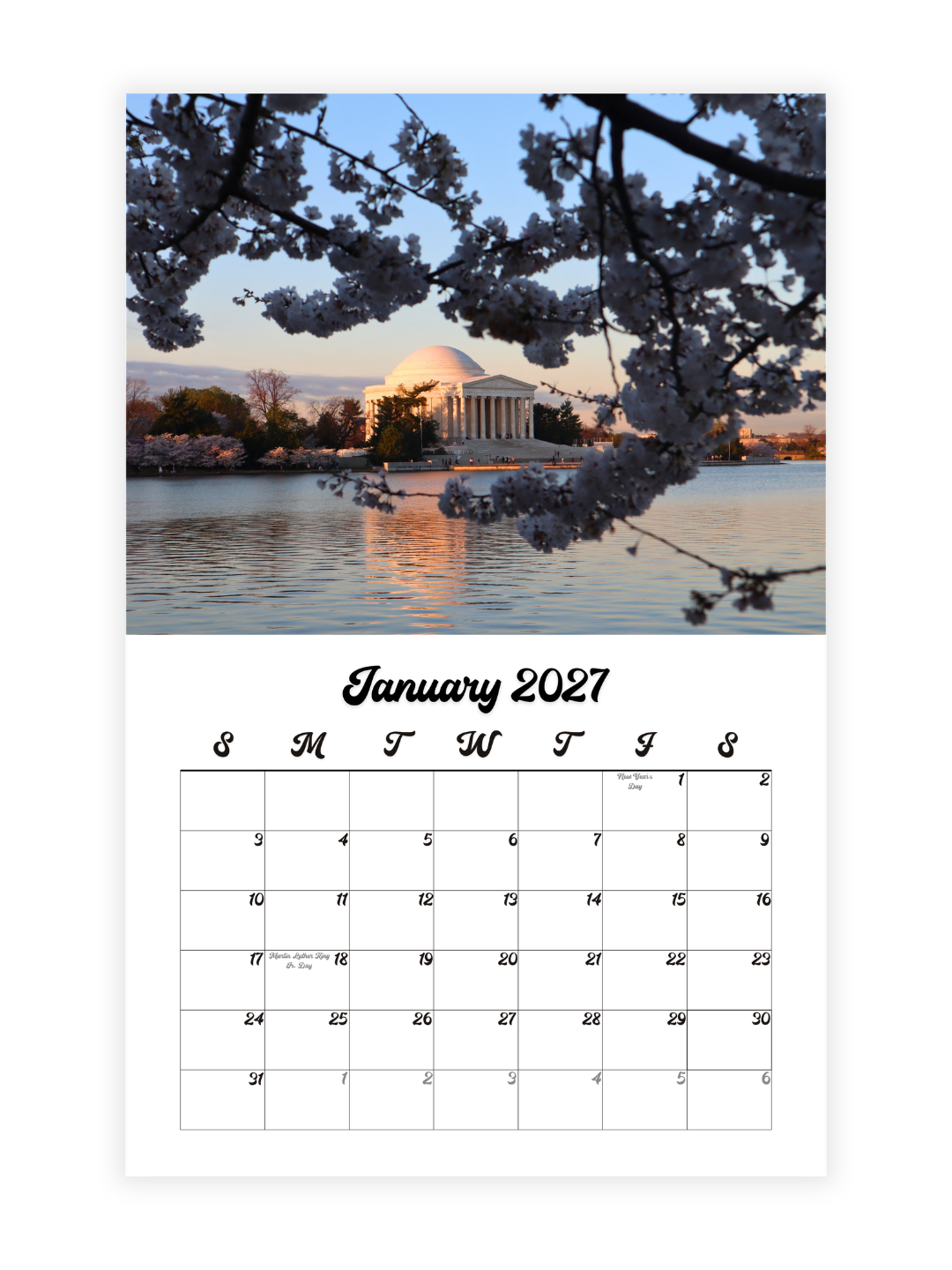 Washington D.C. Cherry Blossoms Photography 2027 Wall Calendar