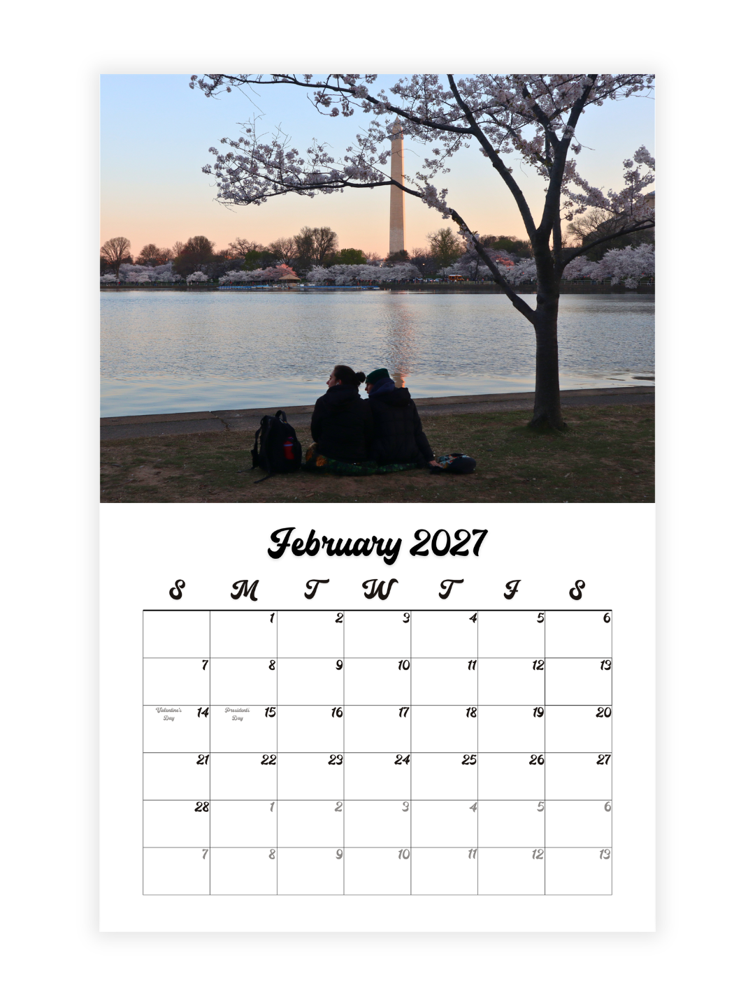 Washington D.C. Cherry Blossoms Photography 2027 Wall Calendar