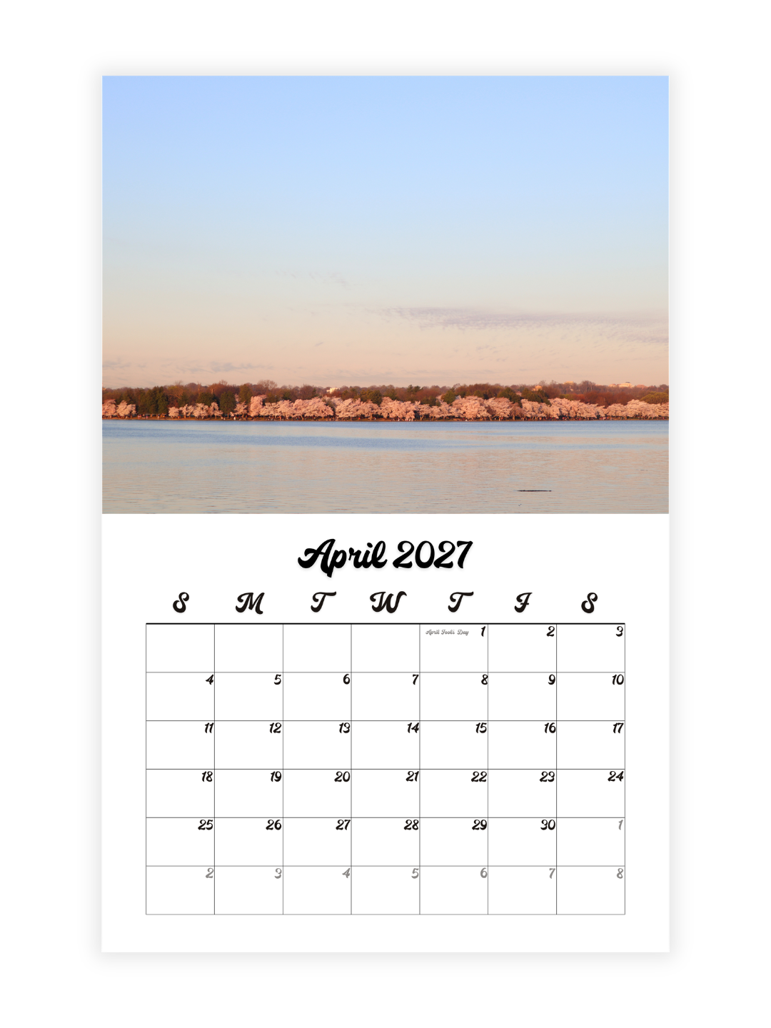 Washington D.C. Cherry Blossoms Photography 2027 Wall Calendar