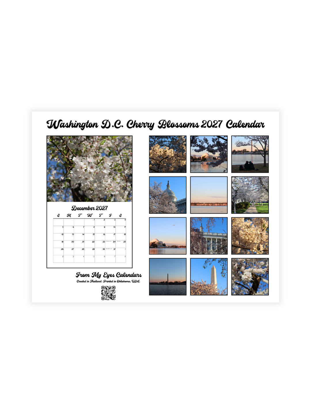 Washington D.C. Cherry Blossoms Photography 2027 Wall Calendar